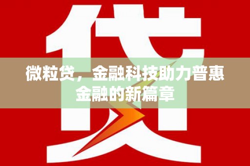 大名微粒贷，金融科技助力普惠金融的新篇章