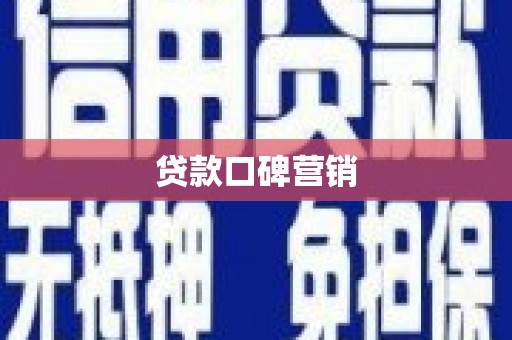 大名贷款口碑营销