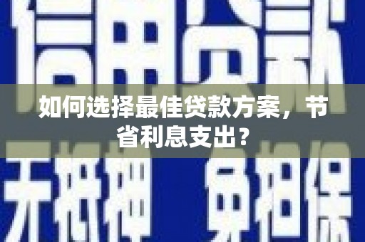 大名如何选择最佳贷款方案，节省利息支出？