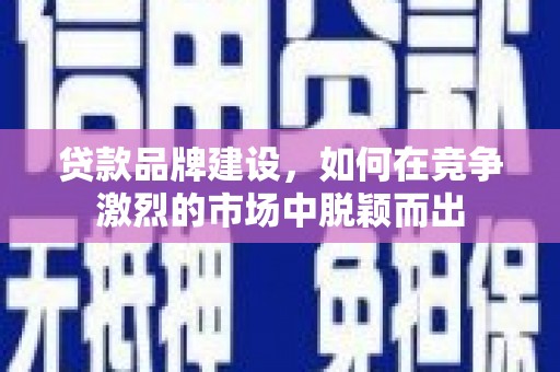 大名贷款品牌建设，如何在竞争激烈的市场中脱颖而出