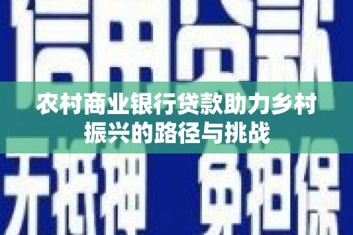 大名农村商业银行贷款助力乡村振兴的路径与挑战