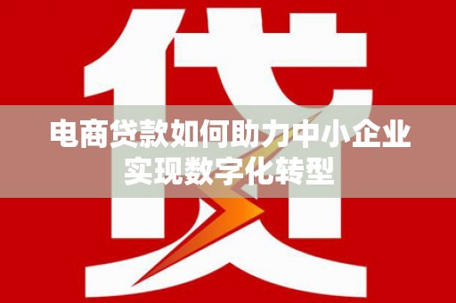 大名电商贷款如何助力中小企业实现数字化转型