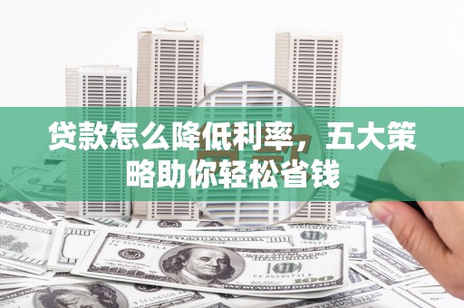 大名贷款怎么降低利率，五大策略助你轻松省钱