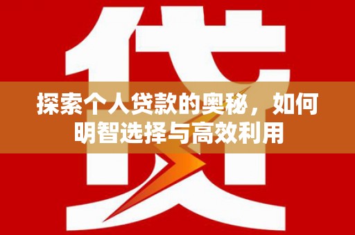 大名探索个人贷款的奥秘，如何明智选择与高效利用