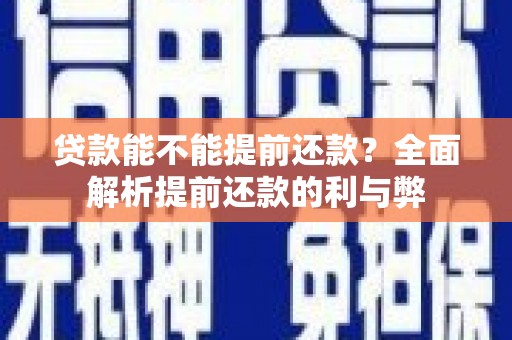 大名贷款能不能提前还款？全面解析提前还款的利与弊