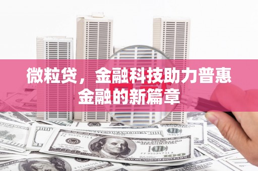 大名微粒贷，金融科技助力普惠金融的新篇章